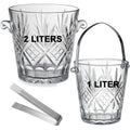 2pcs & Nested Small Clear Glass Ice Bucket with Ice Tongs & Handles - Food-Grade Ice Buckets Suitable for Champagne, Wine, Beer - Elegant Bar Accessories for Parties, Weddings, for & Commercial Use