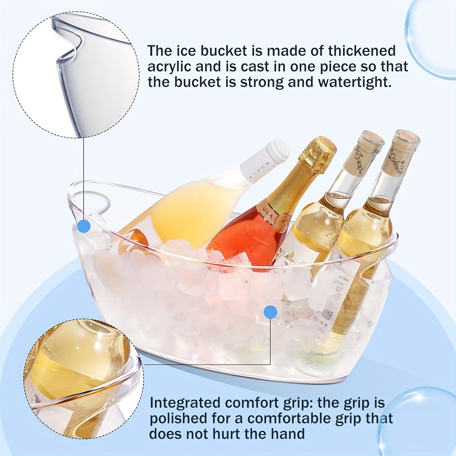 Ice Bucket 2 P C S, Acrylic Ice Buckets For Parties, Mimosa Bar Supplies Beverage Tub And Scoops For Champagne Beer Sparkling Wine Cocktails (5.5 L)Extra Large Model (Clear)