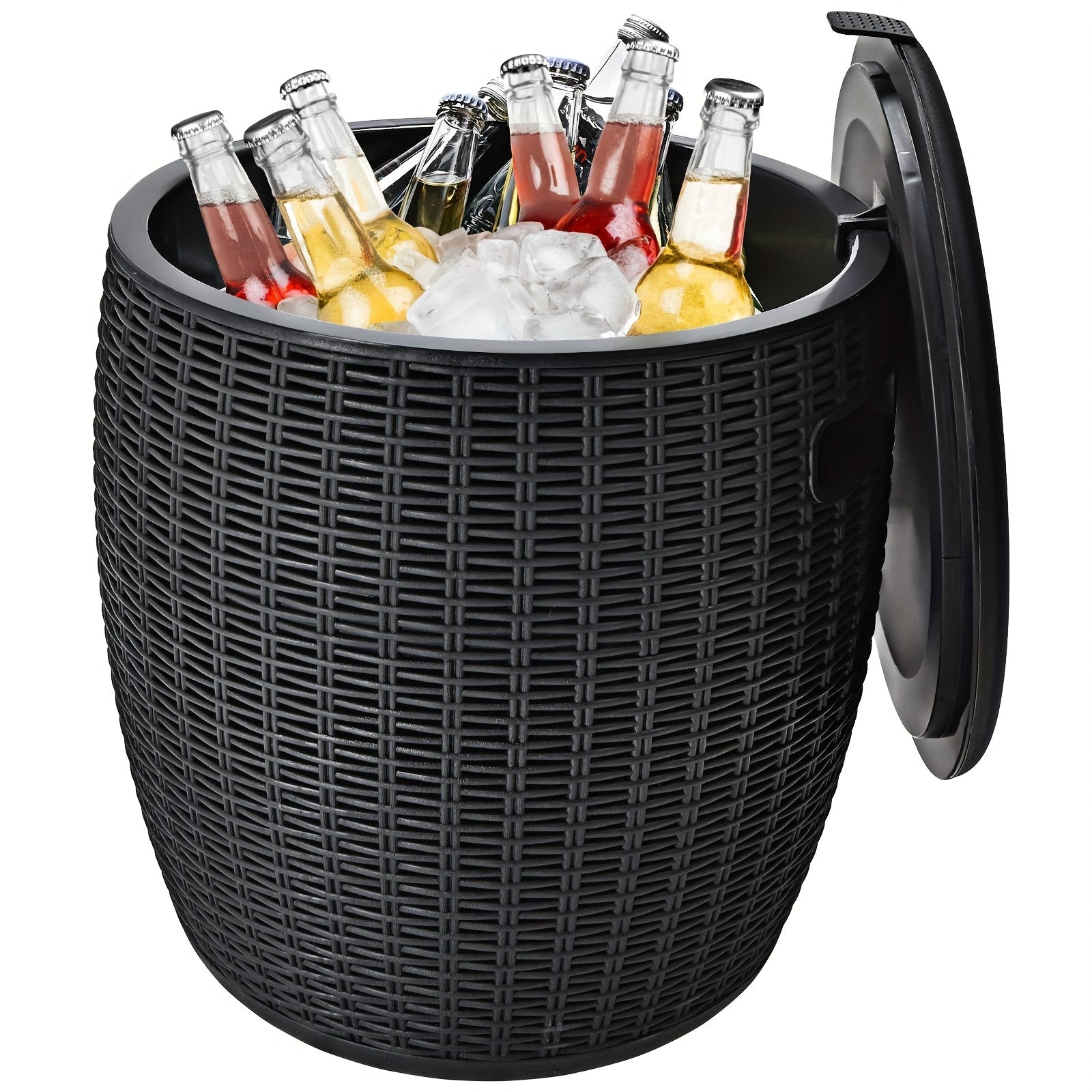 Portable Insulated Ice Bucket with Drain Plug - Large Capacity Food-Grade Plastic Cooler for Parties, Camping, BBQ, Beach & Outdoor Events - Commercial & Home Use, Ice Bucket for Party