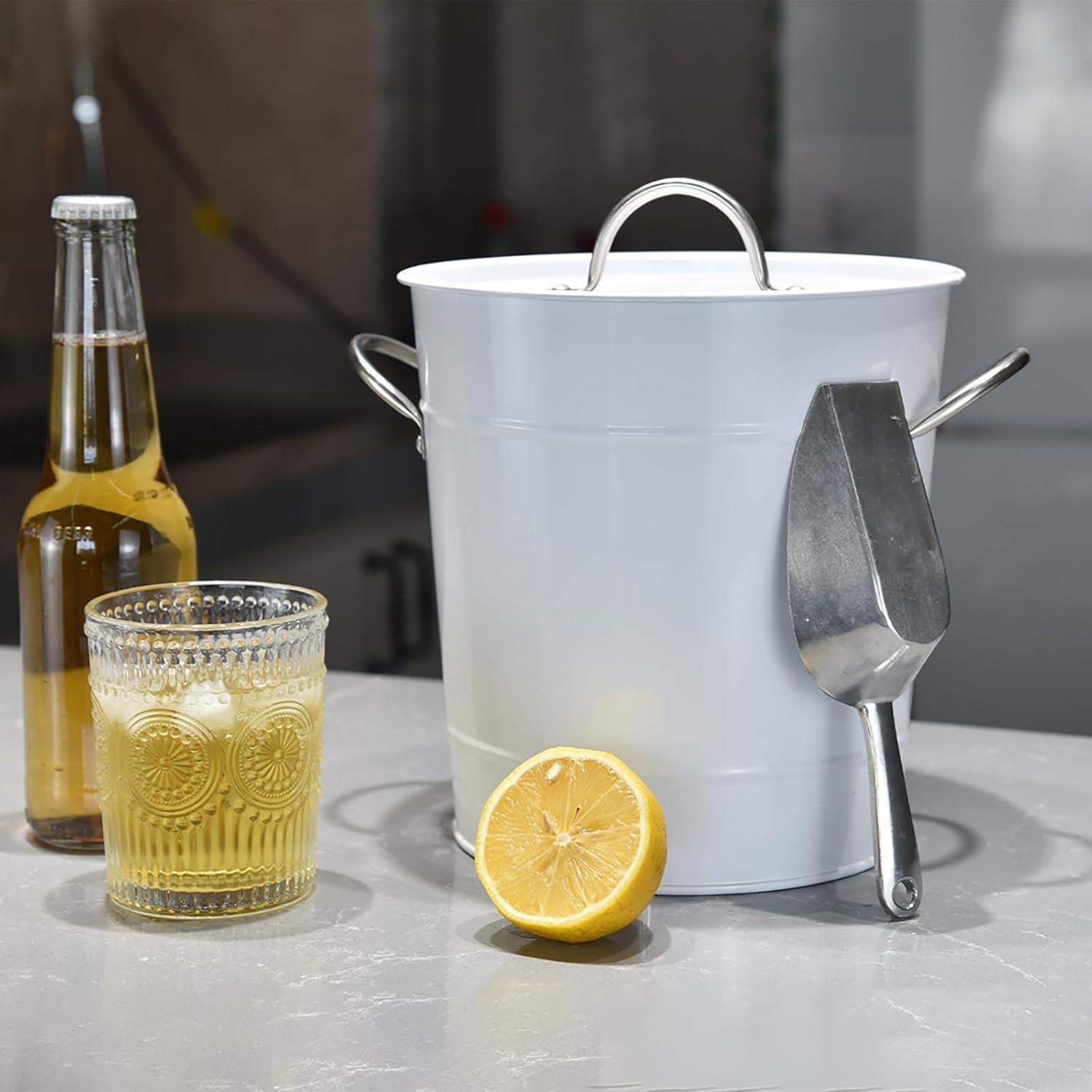 4 Qt Ice Bucket with Lid, Scoop, Handle & Inner Bucket - Ice Maker Compatible for, BBQ, Picnic, Camping - Heavy-Duty Drink Cooler (Suitable for, Bars, Kitchen)