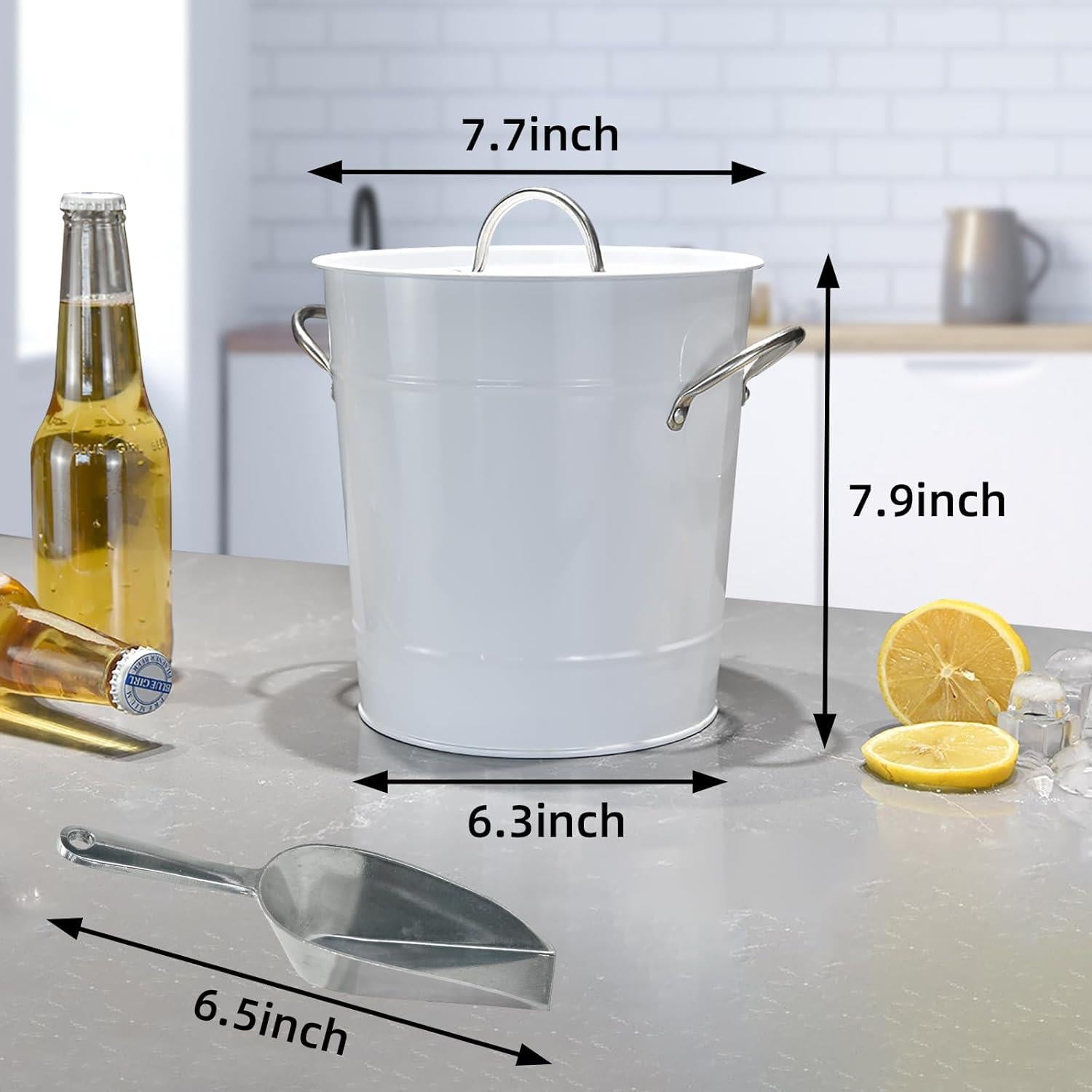 4 Qt Ice Bucket with Lid, Scoop, Handle & Inner Bucket - Ice Maker Compatible for, BBQ, Picnic, Camping - Heavy-Duty Drink Cooler (Suitable for, Bars, Kitchen)
