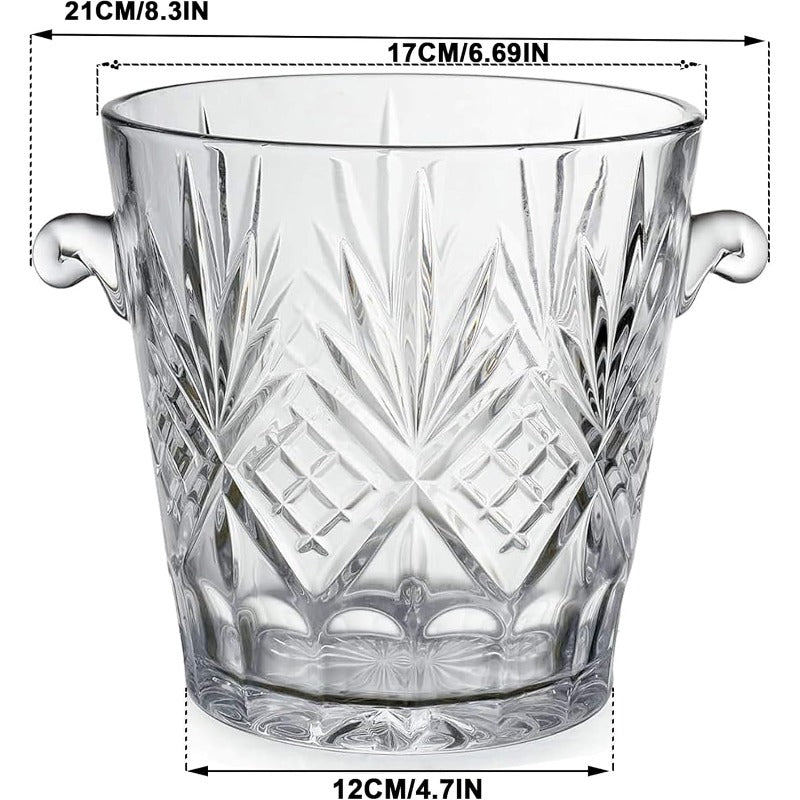 2pcs & Nested Small Clear Glass Ice Bucket with Ice Tongs & Handles - Food-Grade Ice Buckets Suitable for Champagne, Wine, Beer - Elegant Bar Accessories for Parties, Weddings, for & Commercial Use