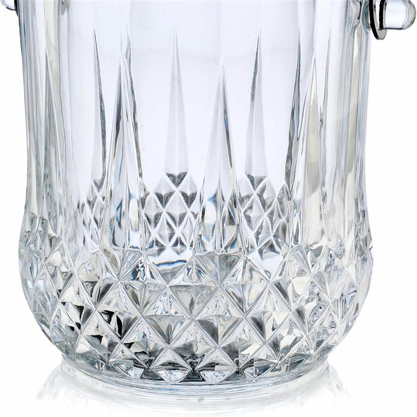 Vskikris Clear Glass Ice Bucket with Handle & Serving Tongs - Heavy-Duty 37oz Capacity Ice Dispenser Suitable for Parties, Catering,, Commercial Use - Glass Ice Holder for Drinks, Desserts, Beverages