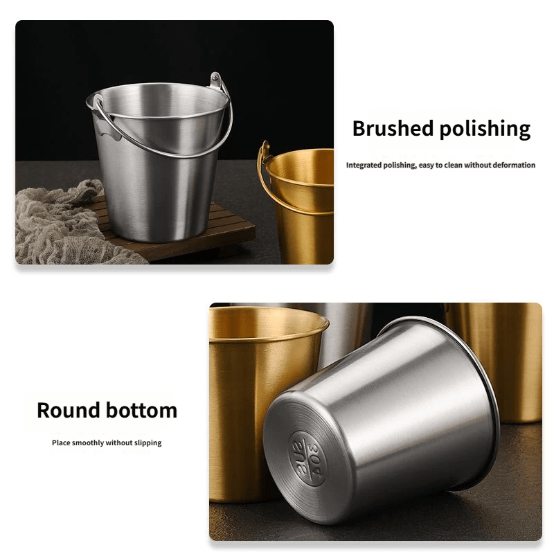 Korean 304 Stainless Steel Ice Bucket, Creative Snack Fried Chicken and Chips Bucket, Commercial Fat Cow Rich Bucket, Barbecue Lettuce Bucket