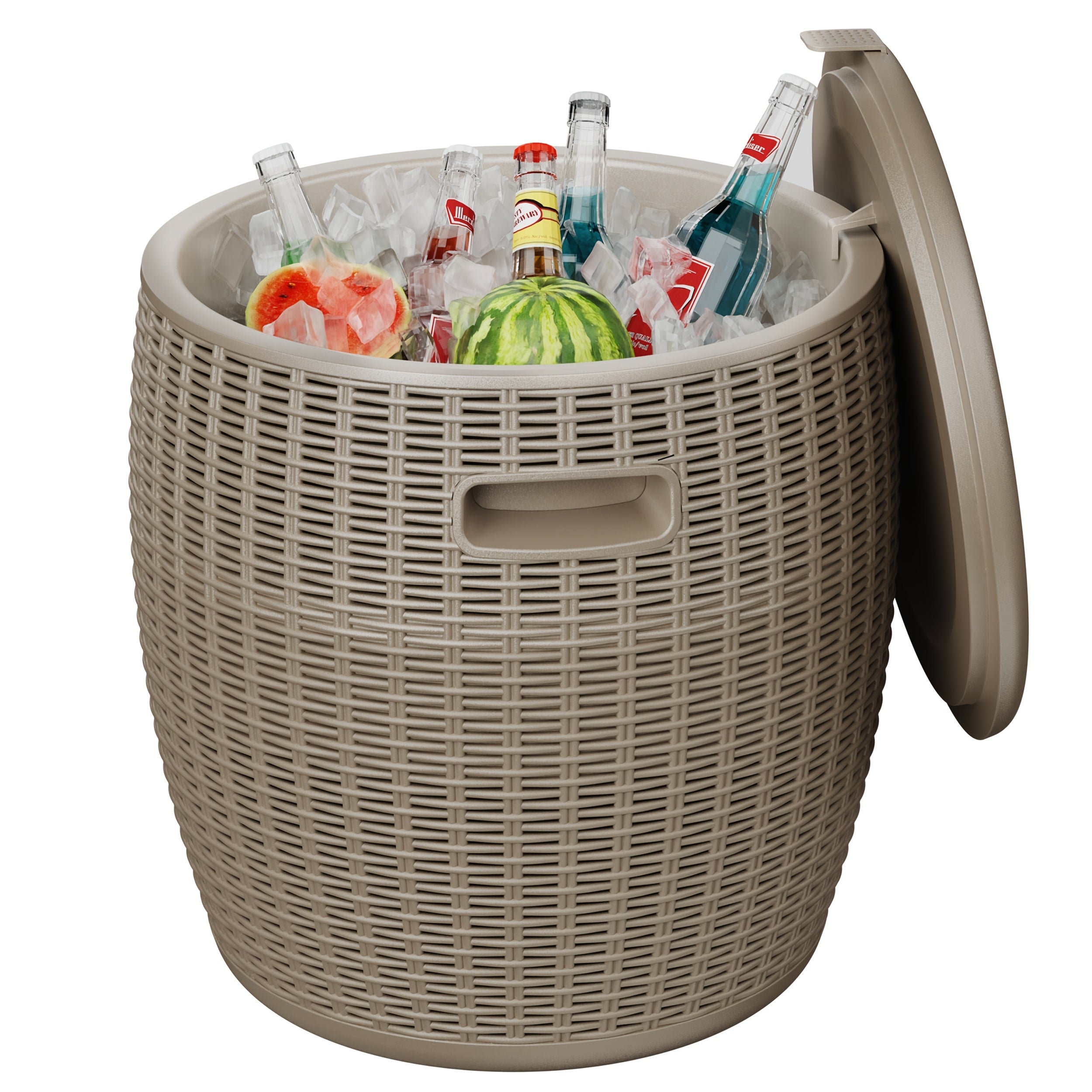 Portable Insulated Ice Bucket with Drain Plug - Large Capacity Food-Grade Plastic Cooler for Parties, Camping, BBQ, Beach & Outdoor Events - Commercial & Home Use, Ice Bucket for Party