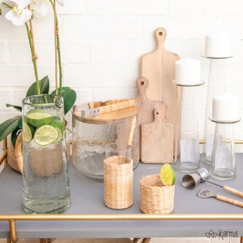 for KARMA Glass Airtight Ice Bucket with Tongs - 1.12gal Clear Glass Beverage Tub with Cork Lid & Tongs, Durable Cast Iron Frame Design for Champagne, Wine, Beer, Cocktails - Elegant Party Cooler for Home Bar, Outdoor Events, Weddings