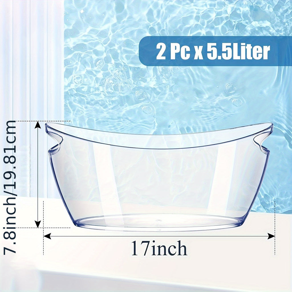 Ice Bucket 2 P C S, Acrylic Ice Buckets For Parties, Mimosa Bar Supplies Beverage Tub And Scoops For Champagne Beer Sparkling Wine Cocktails (5.5 L)Extra Large Model (Clear)