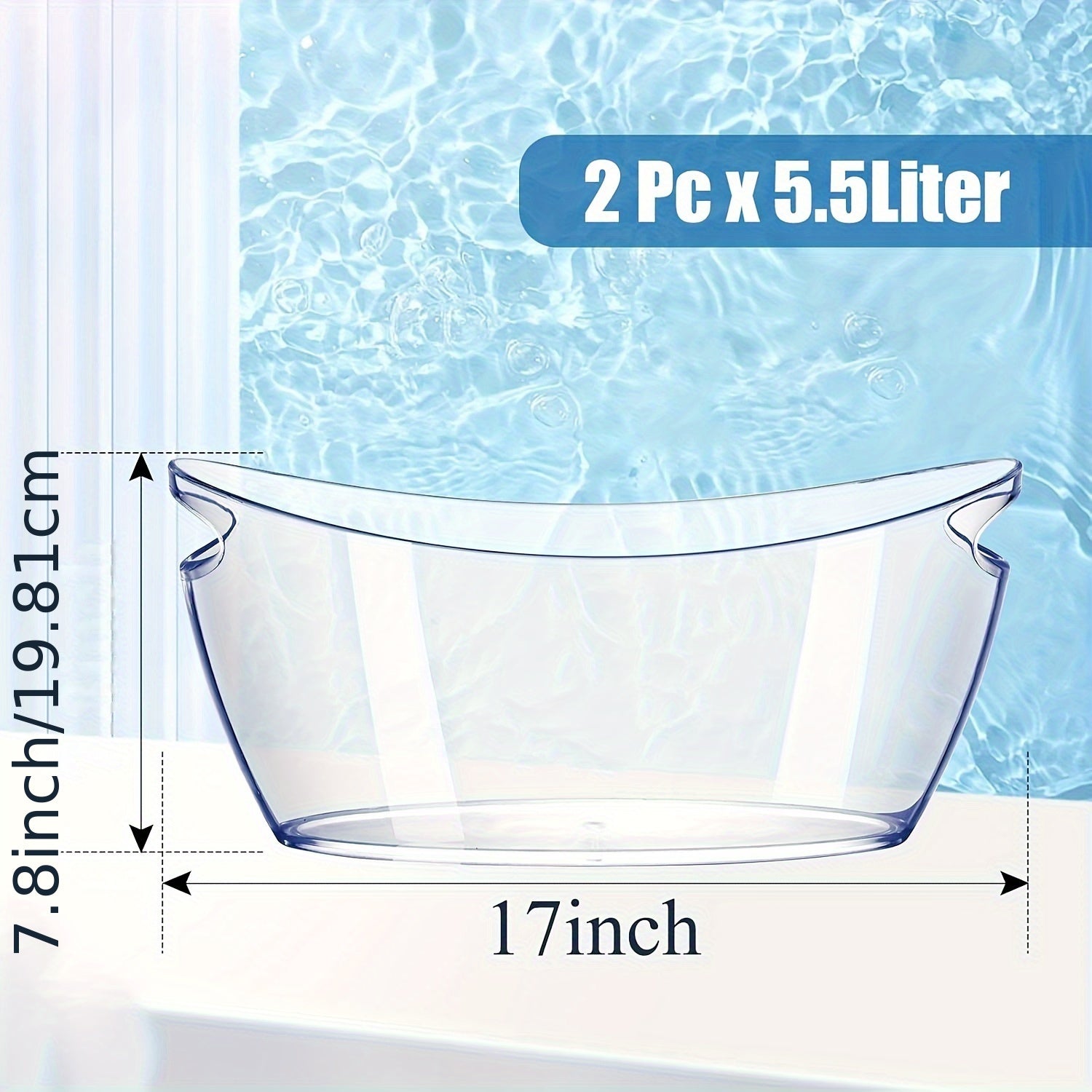 Ice Bucket 2 P C S, Acrylic Ice Buckets For Parties, Mimosa Bar Supplies Beverage Tub And Scoops For Champagne Beer Sparkling Wine Cocktails (5.5 L)Extra Large Model (Clear)