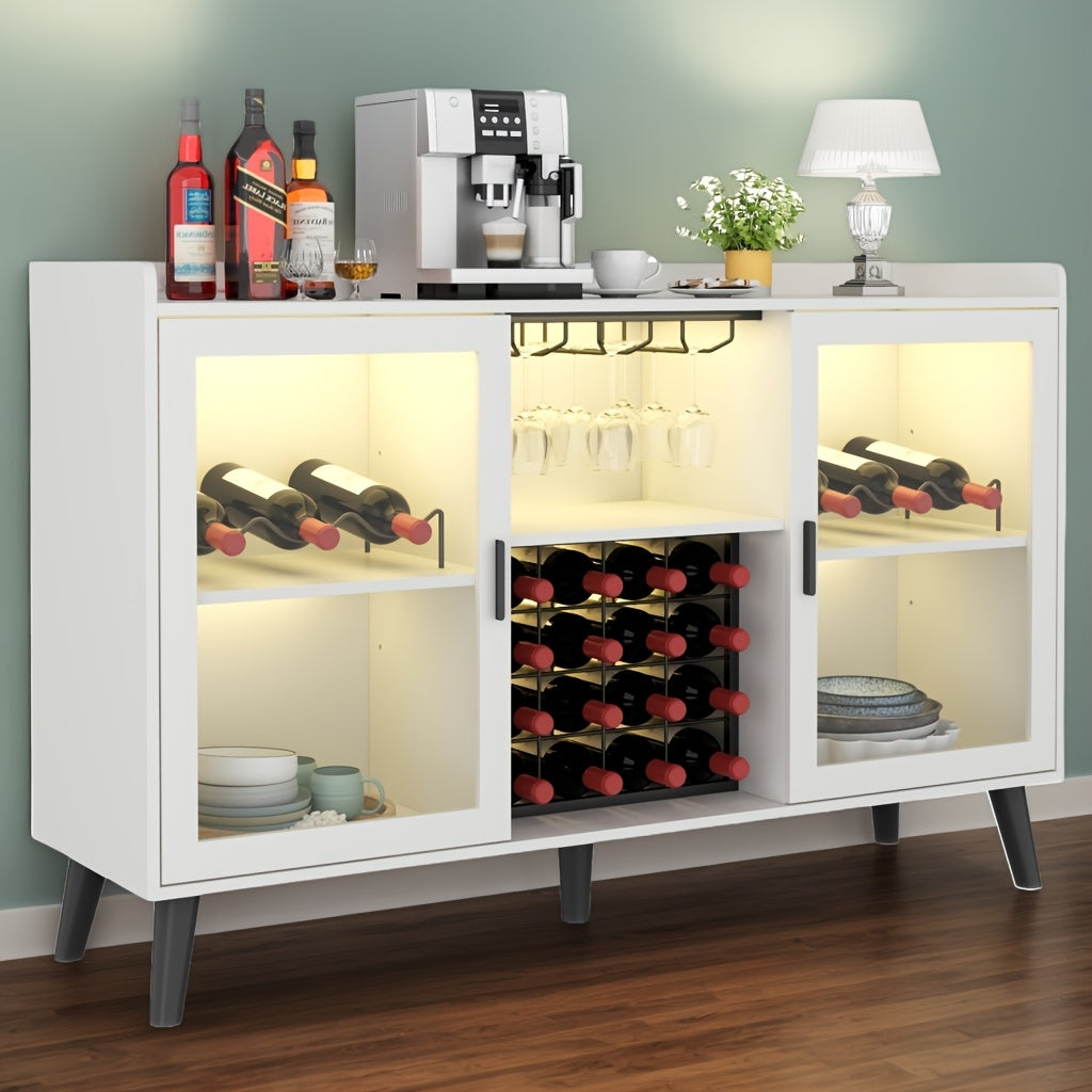 Wine Bar Cabinet, Coffee Bar Cabinet With Glass Holders, Kitchen Buffet Sideboard With Adjustable Storage Shelves, Freestanding Liquor Cabinet For Kitchen, Living Room, Dining Room