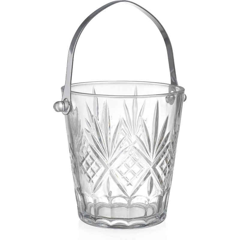 2pcs & Nested Small Clear Glass Ice Bucket with Ice Tongs & Handles - Food-Grade Ice Buckets Suitable for Champagne, Wine, Beer - Elegant Bar Accessories for Parties, Weddings, for & Commercial Use