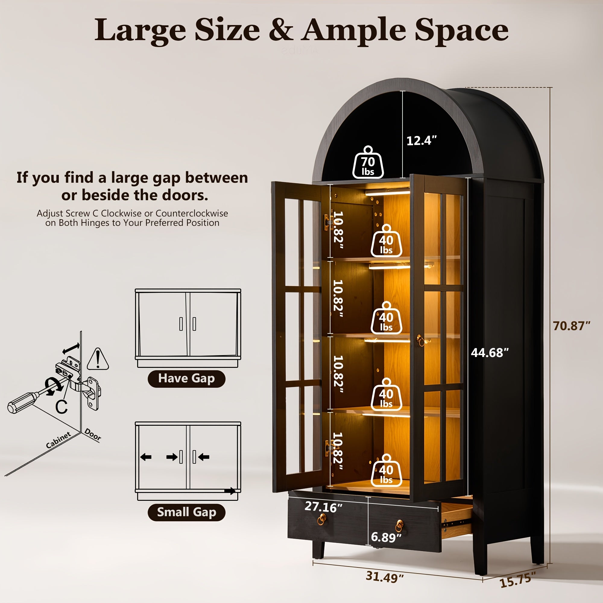 1pc Modern Black Bar Cabinet with Wall-Mountable Wine Storage - Large Door Pantry Cabinet Suitable for Bar,, Dining Room - Space-Saving, Assembly Required